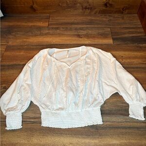 Anthropologie Cream Textured Blouse